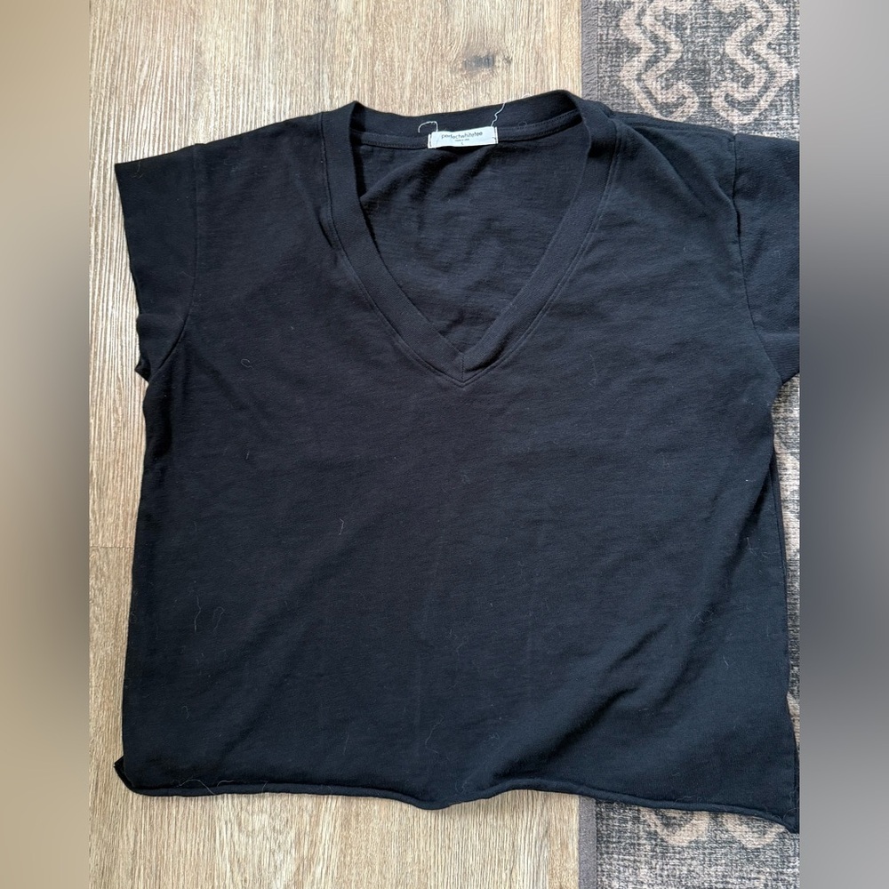 Black V-Neck Women's Top